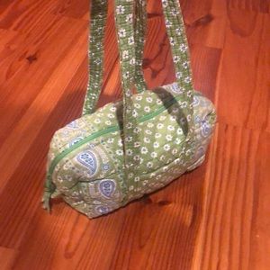 Vera Bradley purse. Colors green blue and white. Measures 10x5x4